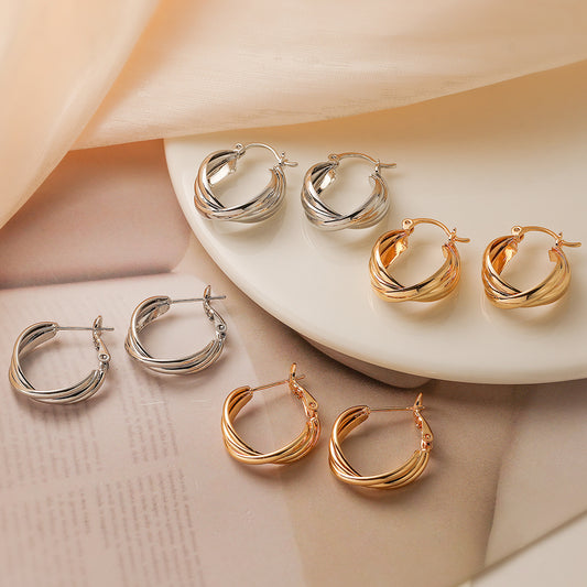Fashion Gold Color Geometric Big Hoop Earrings