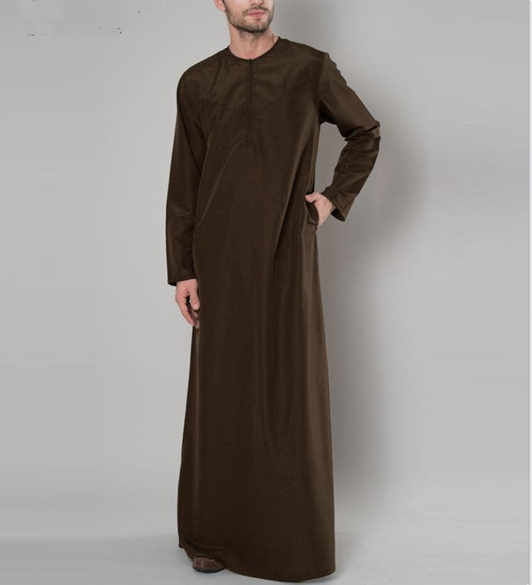 Kaftan Men Long Sleeve Zipper Loose-Men Thobe